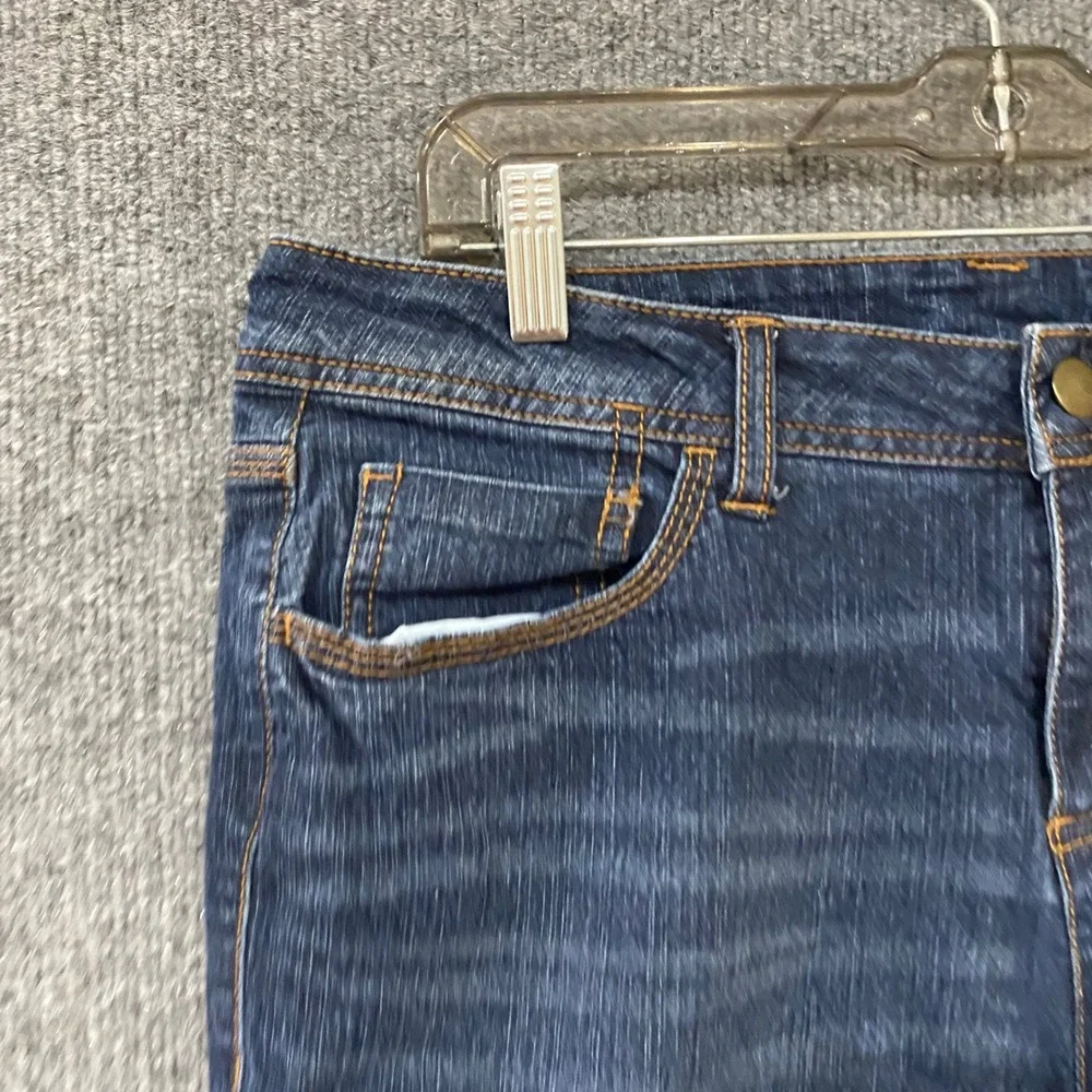 Faded Glory Womens Dark Wash Denim Bermuda Shorts Size 14 Stretch Knee Length